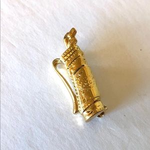 Vintage Ladies  Gold Paquette Golf Bag Brooch Pin